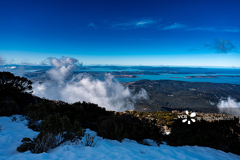 威灵顿山顶的云海图片素材