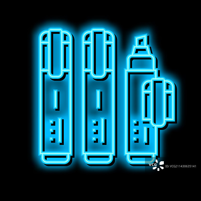 荧光笔文具霓虹灯发光图标图片素材