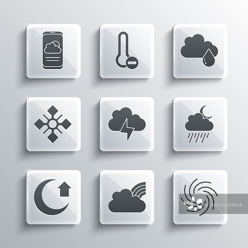 彩虹云朵龙卷风雨滴图标合集图片素材