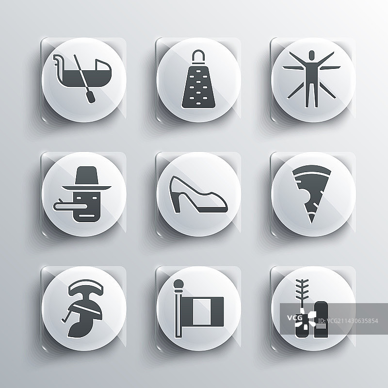 意大利国旗、睫毛膏刷、披萨切片套装图片素材