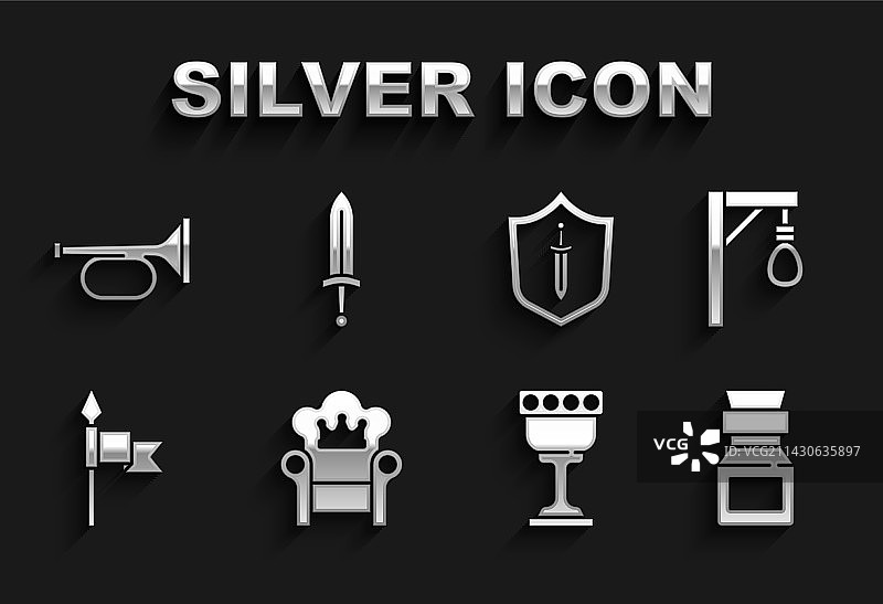 中世纪王座、绞刑架、瓶中剧毒素材图片素材