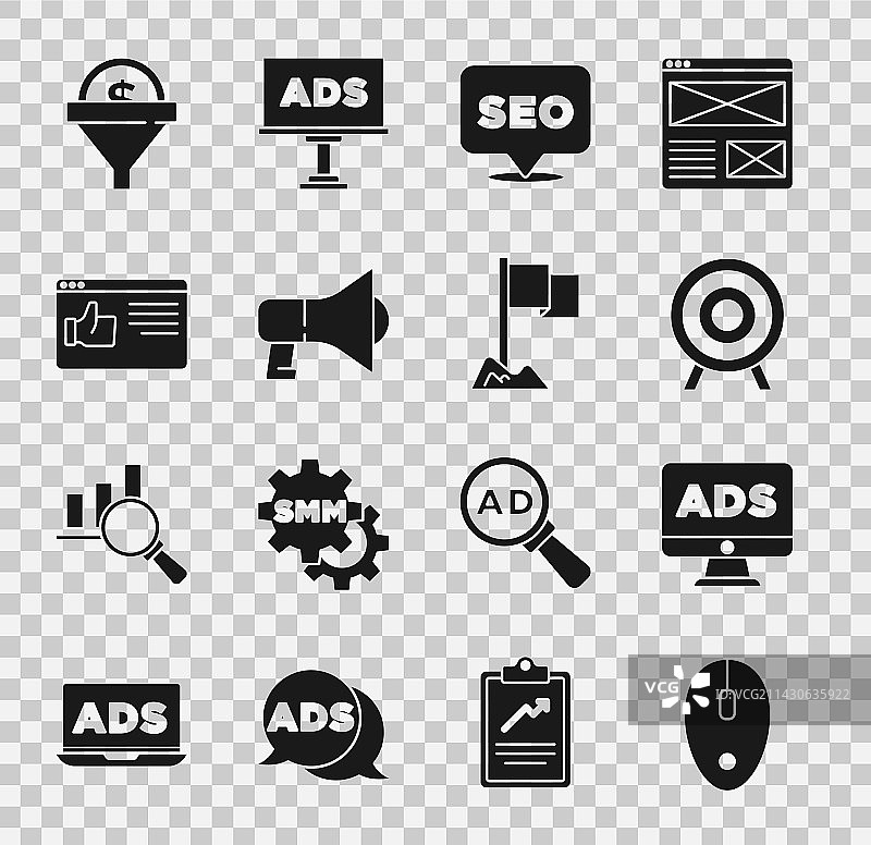 电脑鼠标、广告靶标及体育SEO套装图片素材