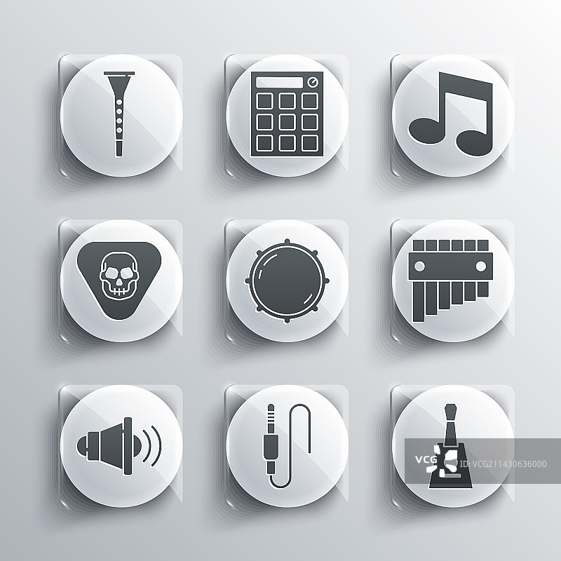 音频插孔巴拉莱卡排箫拨号旋钮套装图片素材