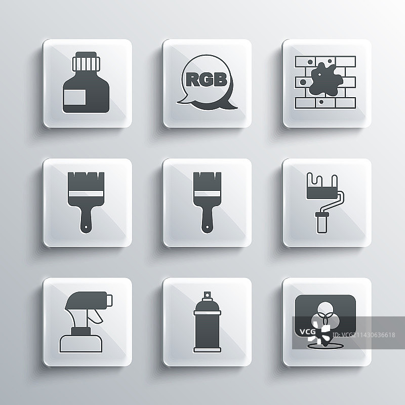 油漆喷雾罐、RGB和CMYK混色合集图片素材