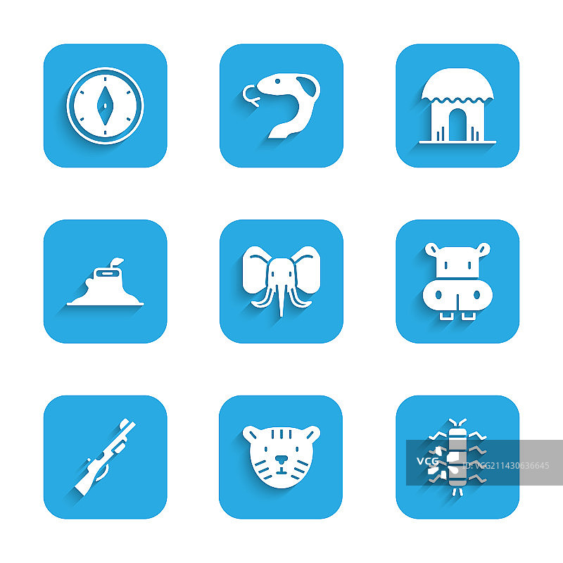 大象老虎头蜈蚣昆虫河马套装图片素材