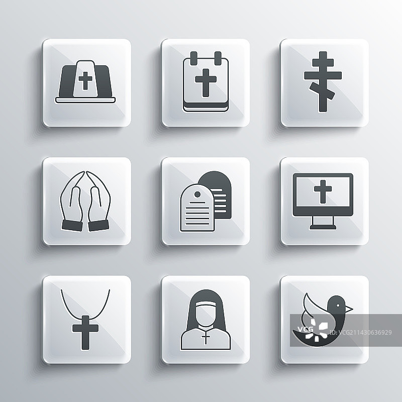 显示器上的鸽子与基督教十字架图片素材