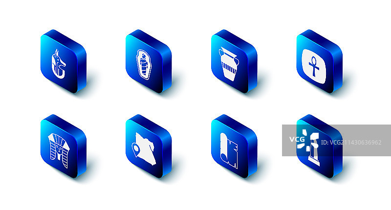 把埃及木乃伊放在石棺埃及花瓶里图片素材