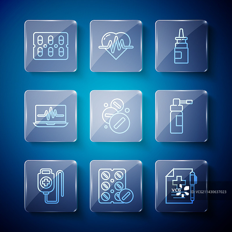 输液袋药丸医疗线性图标图片素材