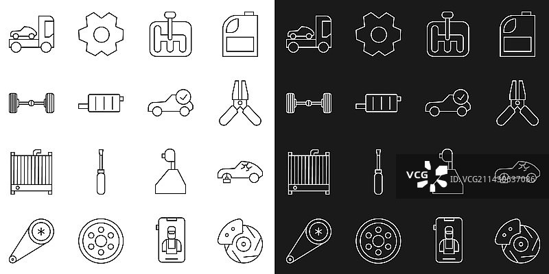 带卡钳的汽车刹车盘和故障车图片素材