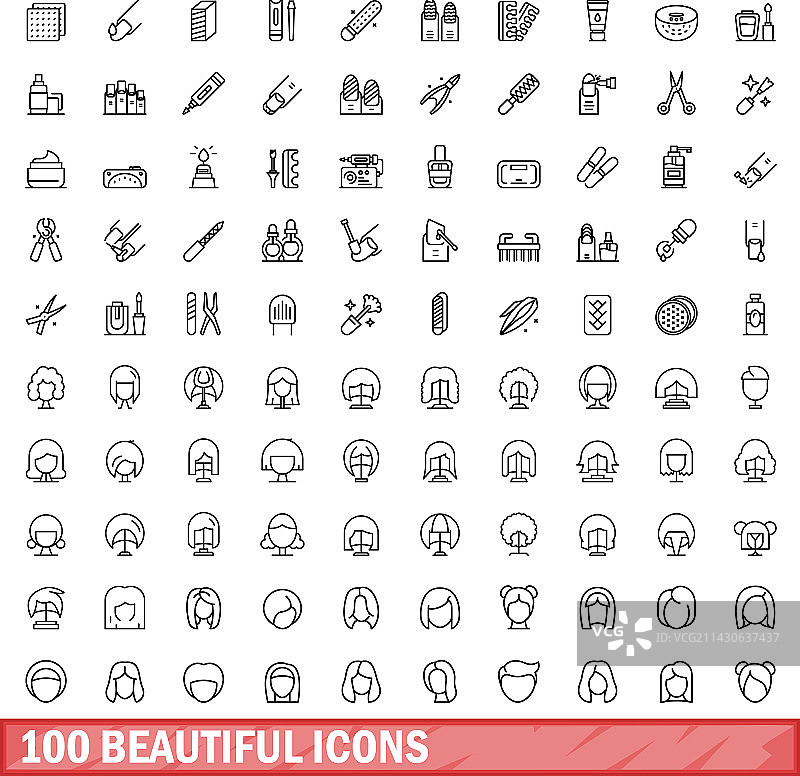 100个精美图标描边风格合集图片素材