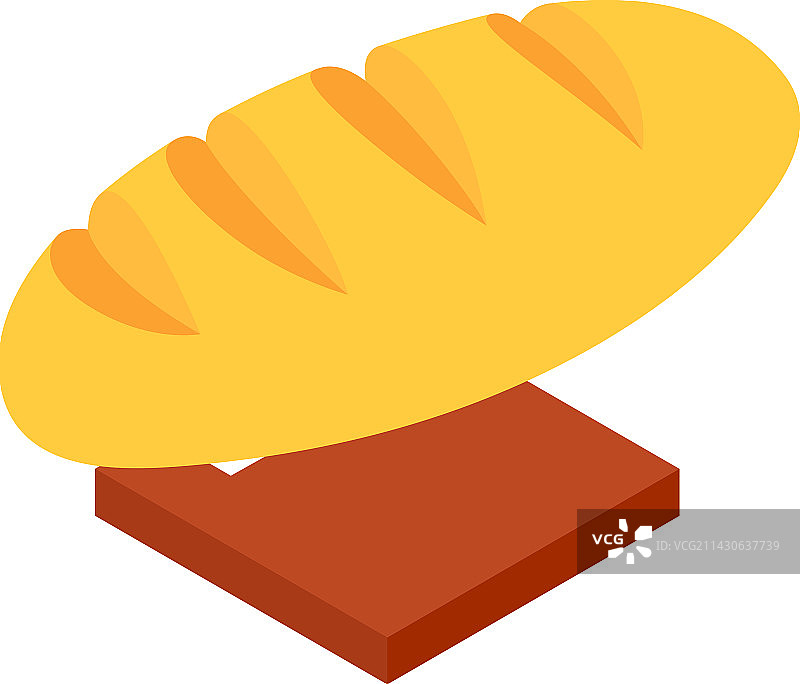 新鲜脆皮面包等距图标图片素材
