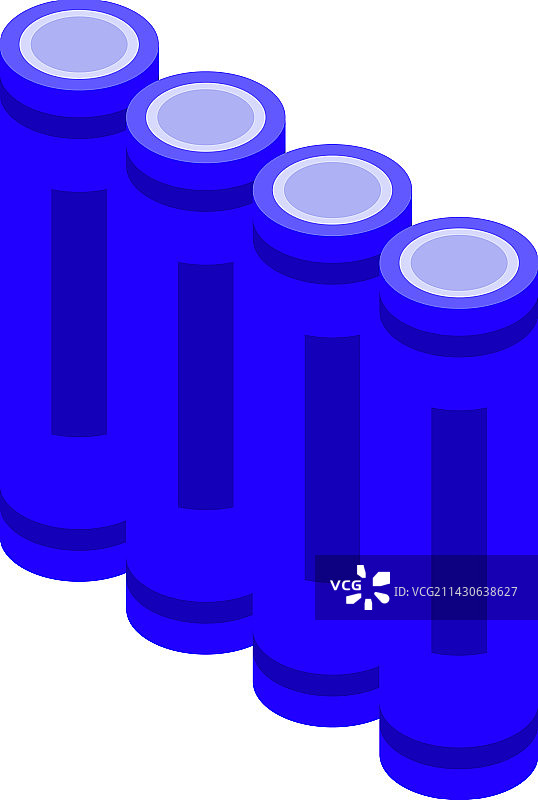 蓝色电池组2.5D图标图片素材