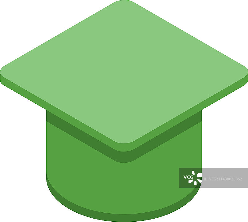 绿色毕业帽2.5D图标图片素材