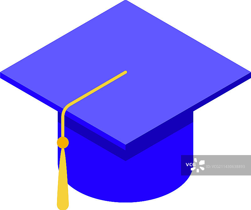 蓝色毕业帽等距文凭图标图片素材