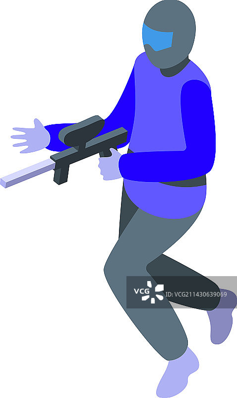 彩弹射击蓝色玩家图标2.5D彩绘图片素材
