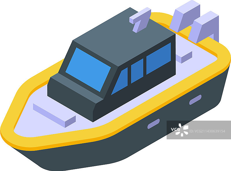 海上救援船只2.5D图标，海岸航空图片素材
