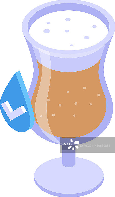 非酒精啤酒杯图标2.5D玻璃图片素材