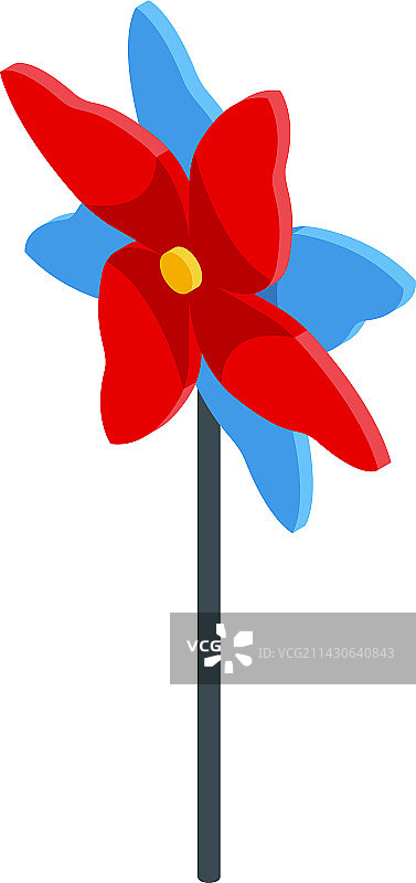 红蓝色风向标等距风车图标图片素材