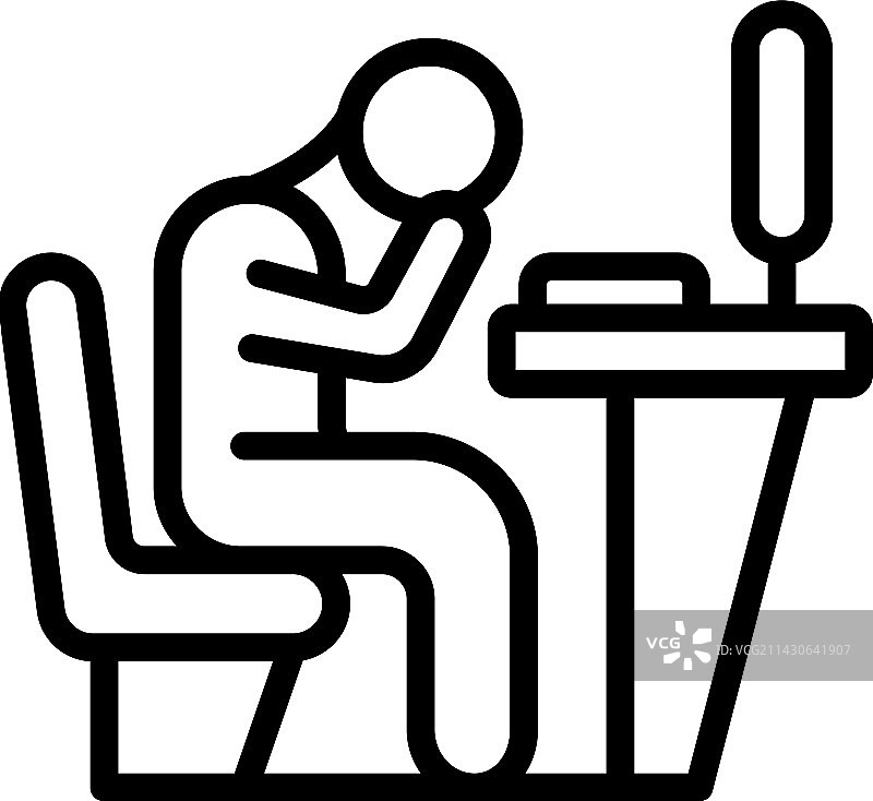 工作倦怠线稿图标图片素材