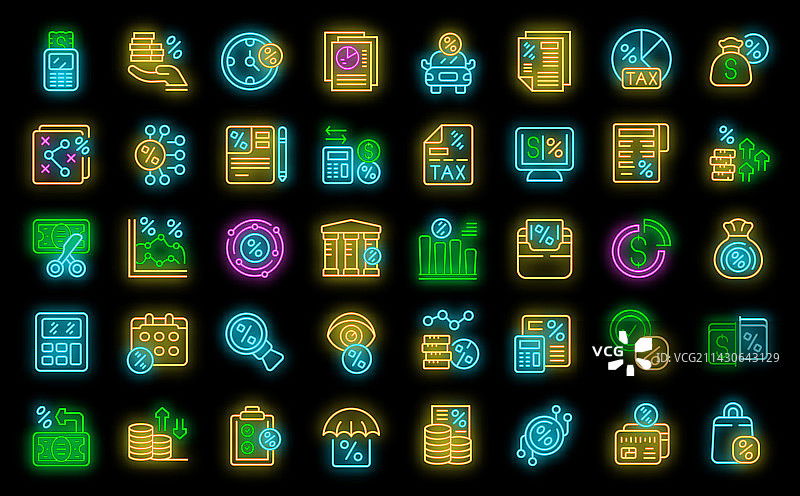 税务扣除霓虹灯图标图片素材