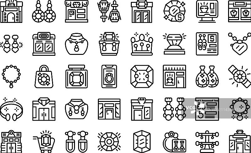 珠宝店图标时尚轮廓合集图片素材