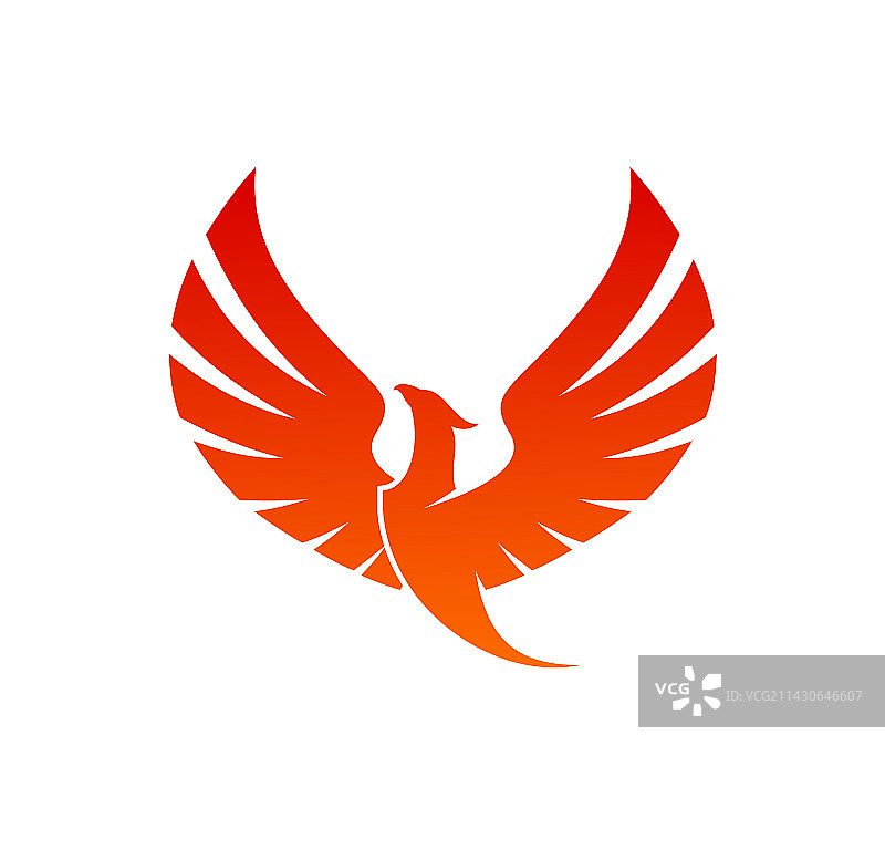 展开红色火焰翅膀的凤凰鸟图片素材