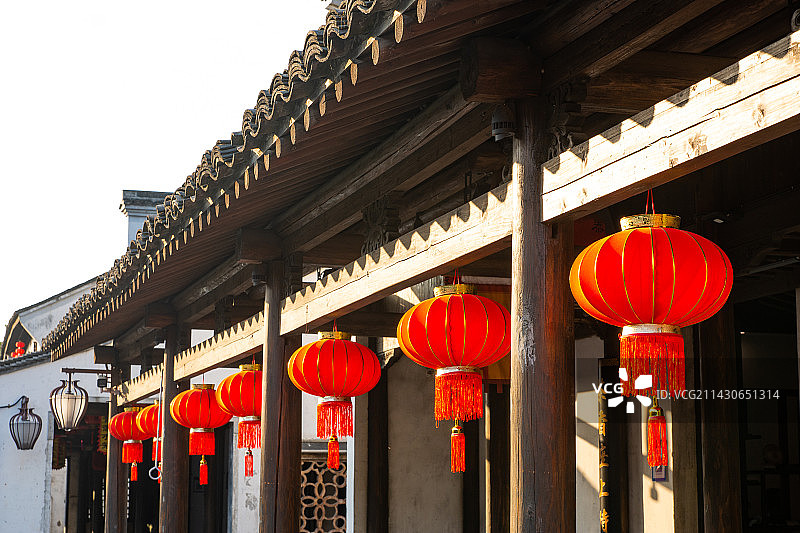 红灯笼 绍兴黄酒小镇 东浦古镇 江南古镇 水乡古建筑图片素材