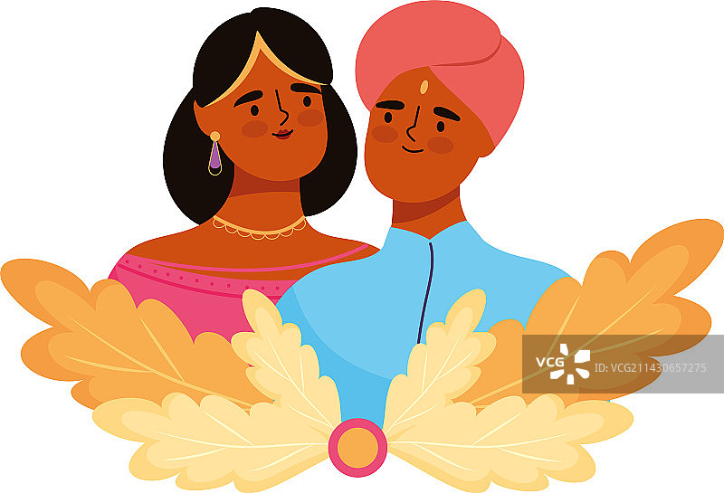 带有金色装饰的印度夫妇图片素材