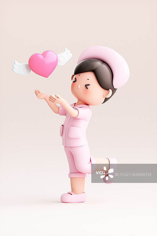 3D渲染的可爱小护士图片素材