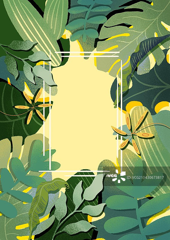 绿色植物插画背景图片素材