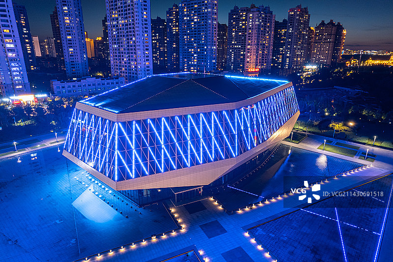 哈尔滨音乐厅夜景航拍图片素材