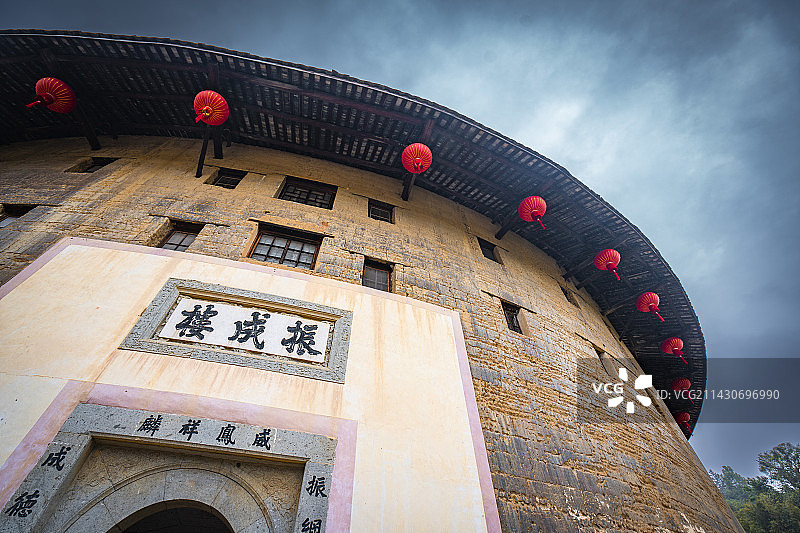 福建永定土楼景区的振成楼图片素材