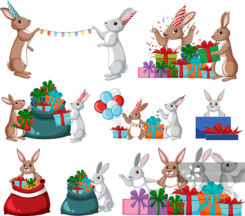 可爱兔子卡通形象合集图片素材