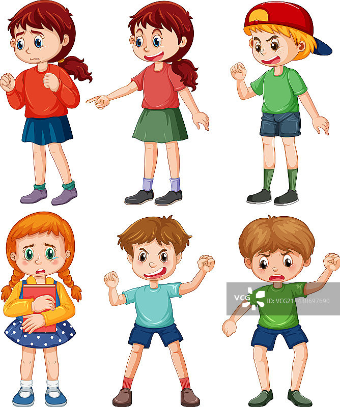 卡通霸凌小孩图片素材