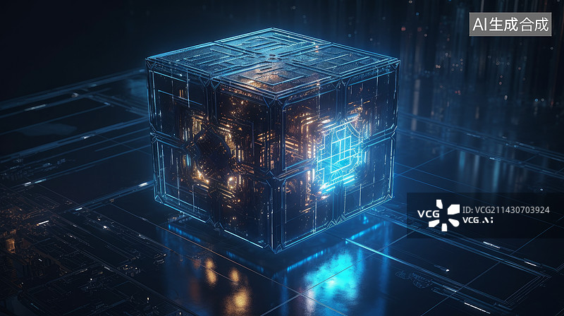 【AI数字艺术】科技感魔方能源图片素材