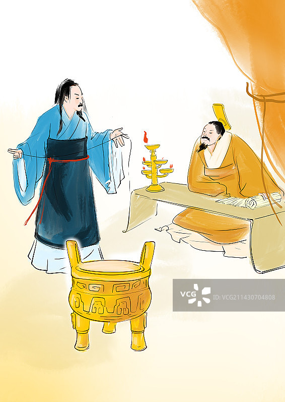 成语故事教育插图竖版发引千钧图片素材