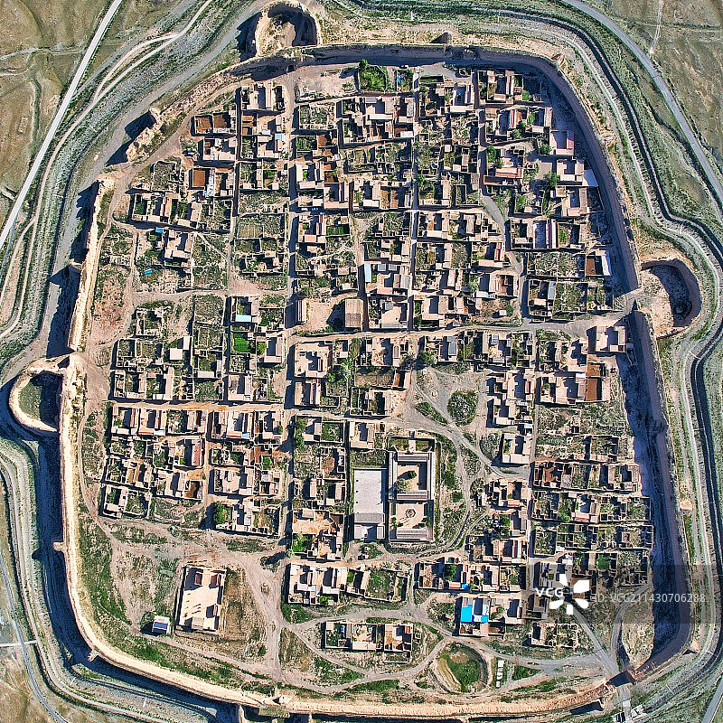 甘肃永泰古城全城航拍鸟瞰图图片素材