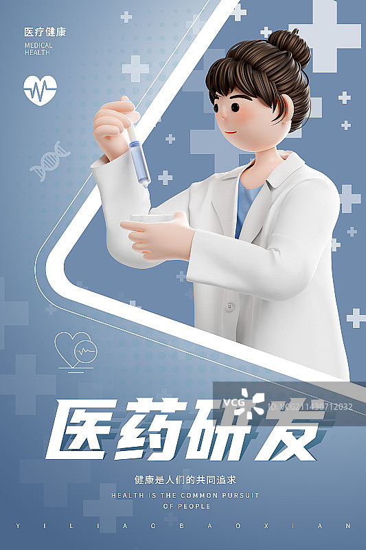 3D渲染医药研发医疗主题海报图片素材