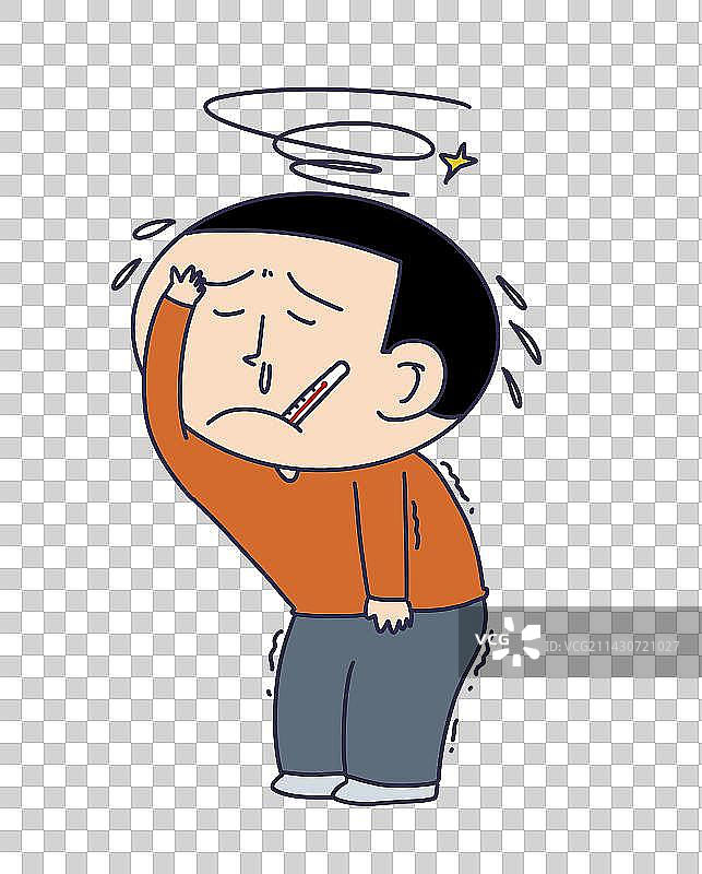 元素：感冒发烧头疼的病人图片素材