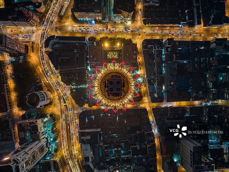 上海 夜景 航拍图片素材