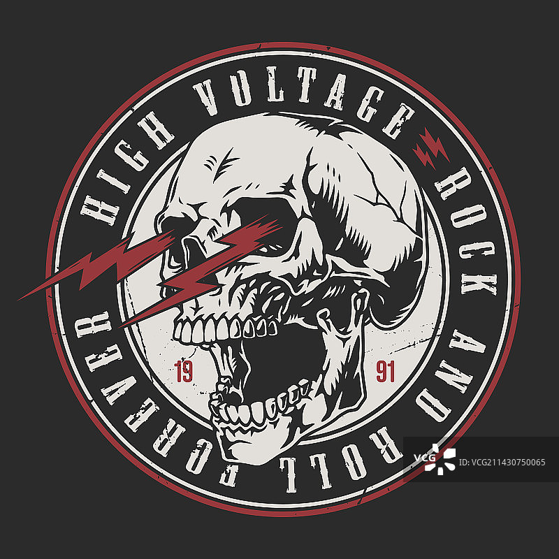 复古彩色摇滚骷髅海报图片素材