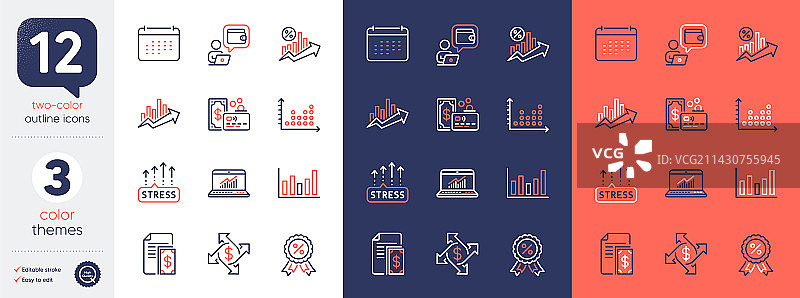 增长图表卡片与压力增长线图片素材