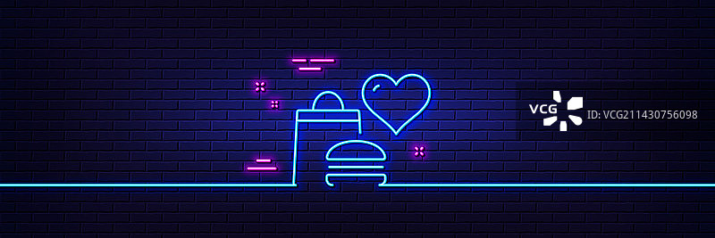 食物捐赠线性图标慈善标志霓虹灯图片素材