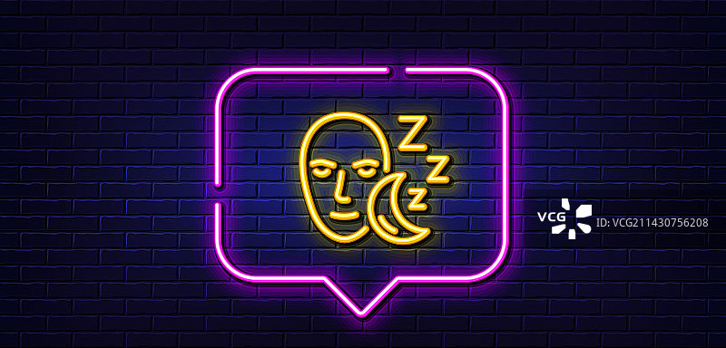 睡眠图标，夜晚休息霓虹灯标志图片素材