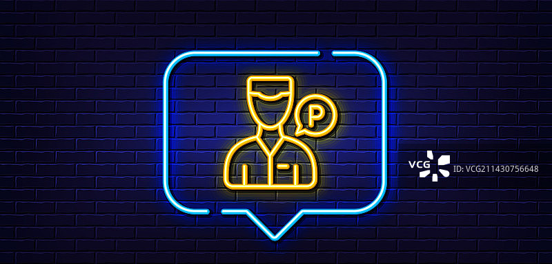 代客泊车服务员线性图标停车指示霓虹灯标志图片素材