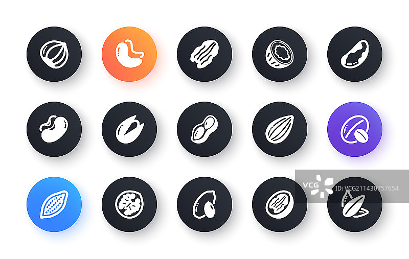 坚果和种子图标：榛子、杏仁图片素材