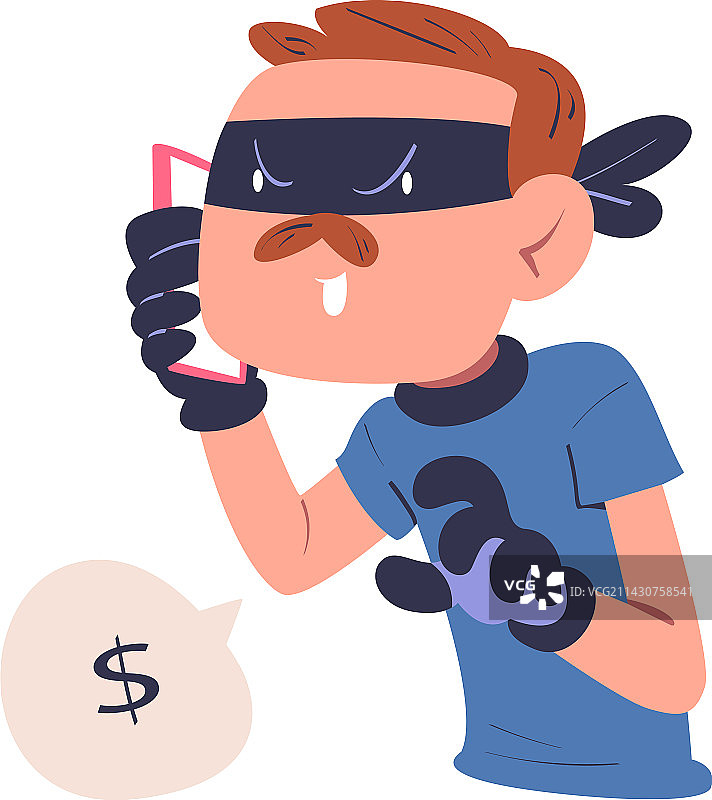 戴着面具的职业诈骗犯正在用手机图片素材