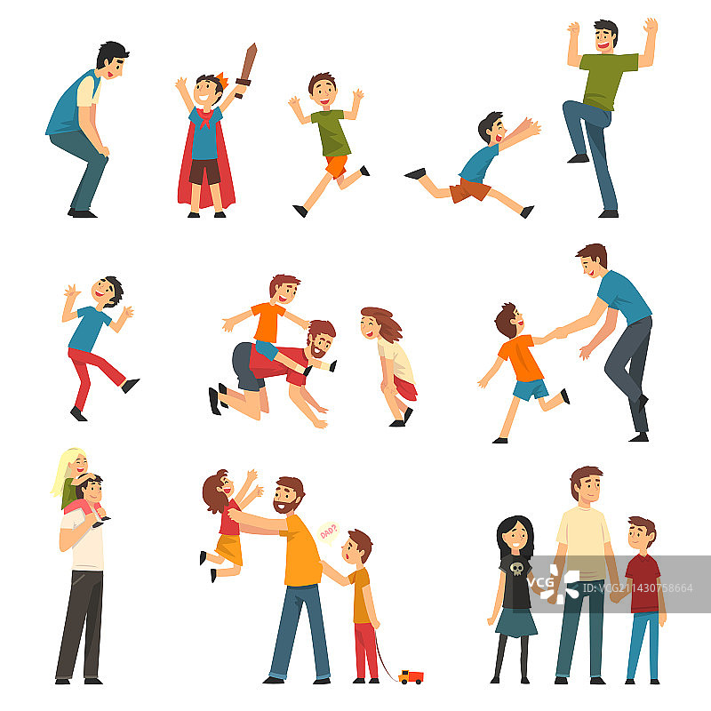 慈爱的父亲和孩子们玩耍嬉戏图片素材