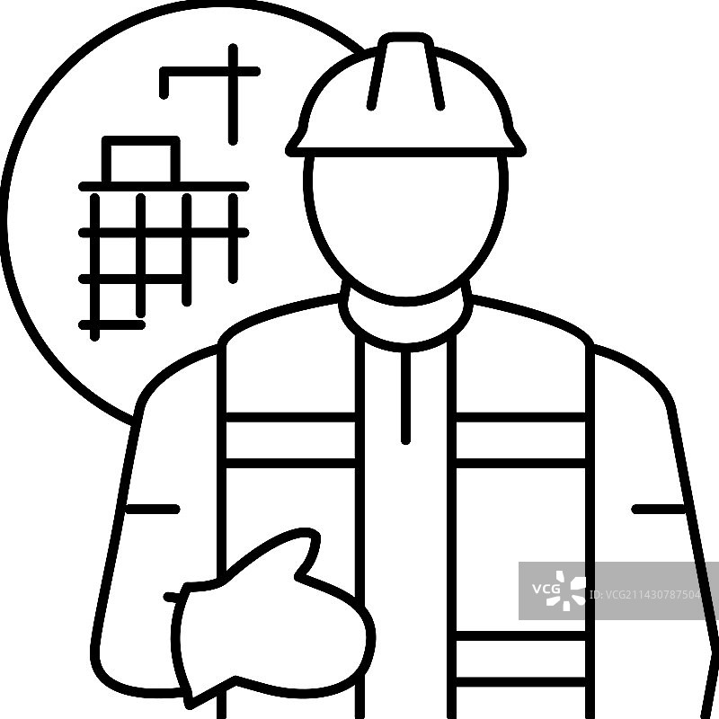 工程师施工线性图标图片素材