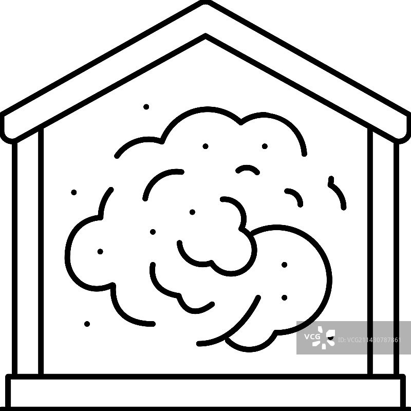带灰尘的房屋线条图标图片素材